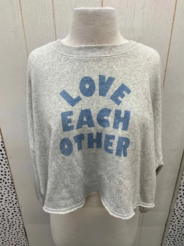 American Eagle Gray Womens Size S/M Sweatshirt Hoodie with Typography Text Message