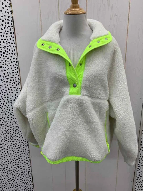 American Eagle White Womens Size M Sweatshirt Hoodie with V-Neck Classic Versatile