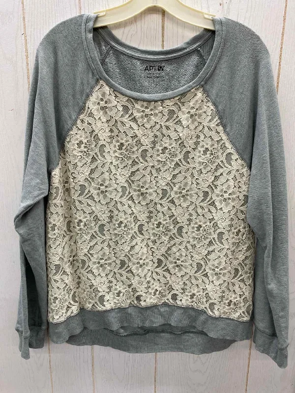 Apt 9 Gray Womens Size L Sweatshirt Hoodie with Thumb Holes Functional Cozy