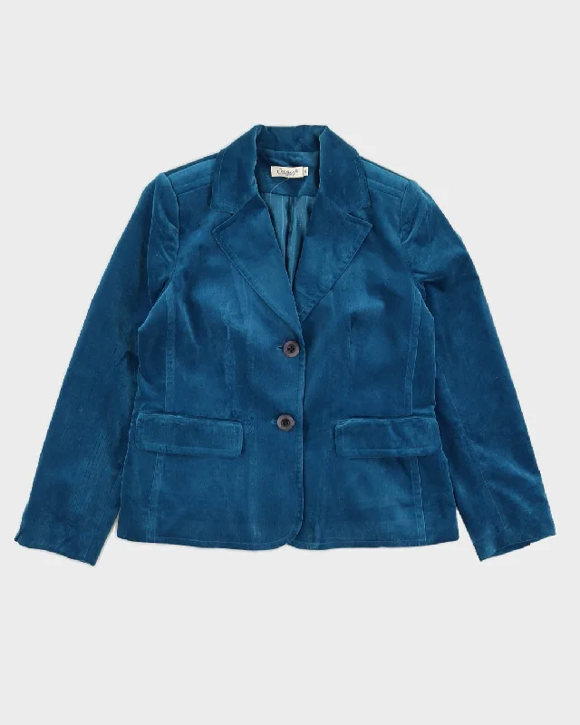 Aqua Blue Velvet Blazer Jacket - S Wool Jacket Cashmere Jacket Tweed Jacket