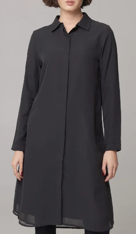 Asra Long Flowy Buttondown Shirt Jacket - Black - PREORDER (ships in 2 weeks) Oversized Jacket Tailored Jacket Straight Jacket Asra Long Flowy Buttondown Shirt Jacket - Black - PREORDER (ships in 2 weeks) Oversized Jacket Tailored Jacket Straight Jacket
