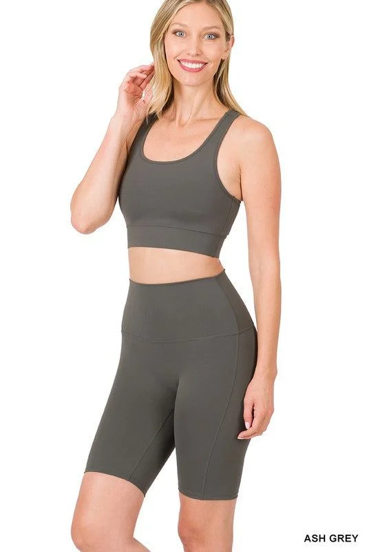 ZENANA | Athletic Tank Top & Biker Shorts Set spandex blend tank