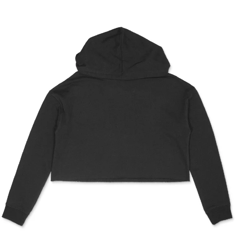 Black - Crop Hoodie Zip Hoodie Drawstring Kangaroo Pocket