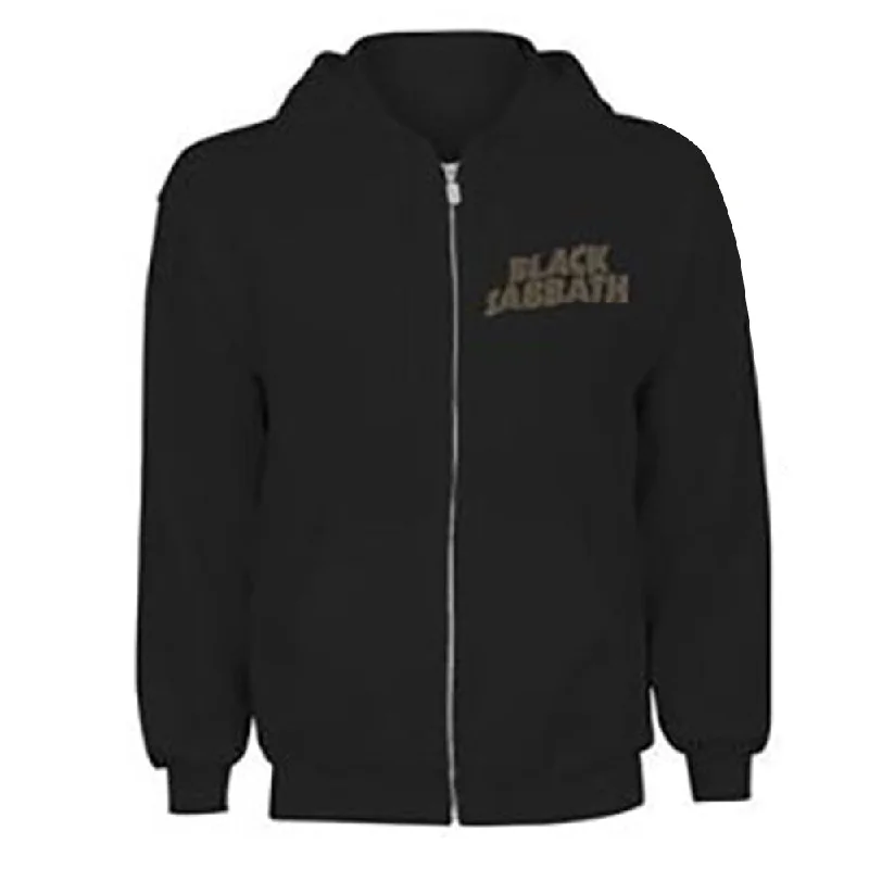 Black Sabbath Ladies Zipped Hoodie: Tour 1978 (Back Print) Hoodie with Elastic Waist Stretchable Comfortable