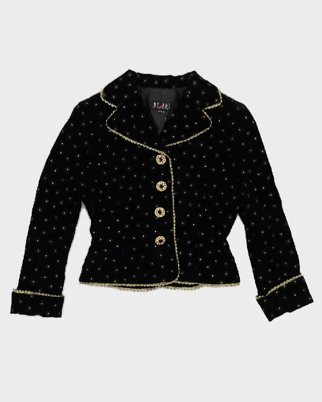 Black Velvet Floral Blazer Jacket - S Faux Fur Jacket Real Fur Jacket Shearling Jacket Black Velvet Floral Blazer Jacket - S Faux Fur Jacket Real Fur Jacket Shearling Jacket