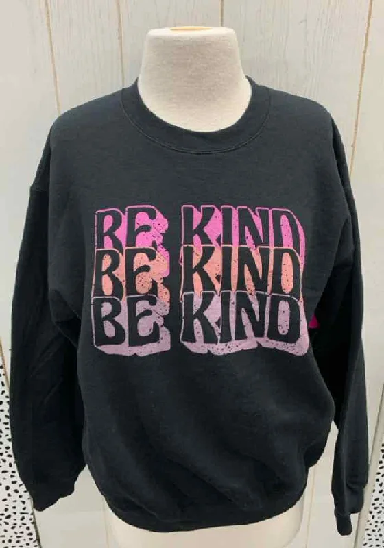 Black Womens Size M Sweatshirt Hoodie with Front Slit Layering Stylish