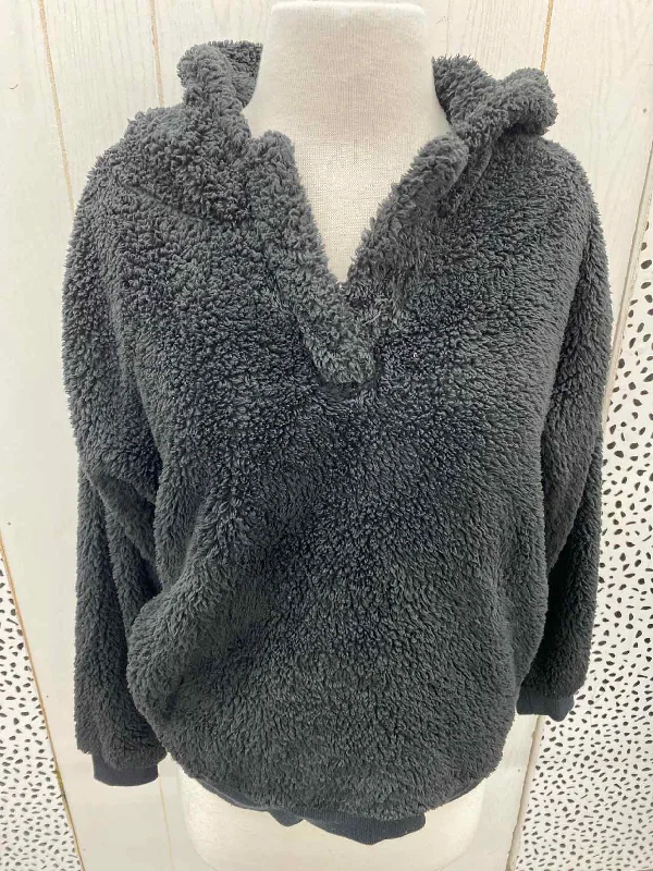 Black Womens Size Small Sweatshirt Hoodie with Sequins Glamorous Eye-catching
