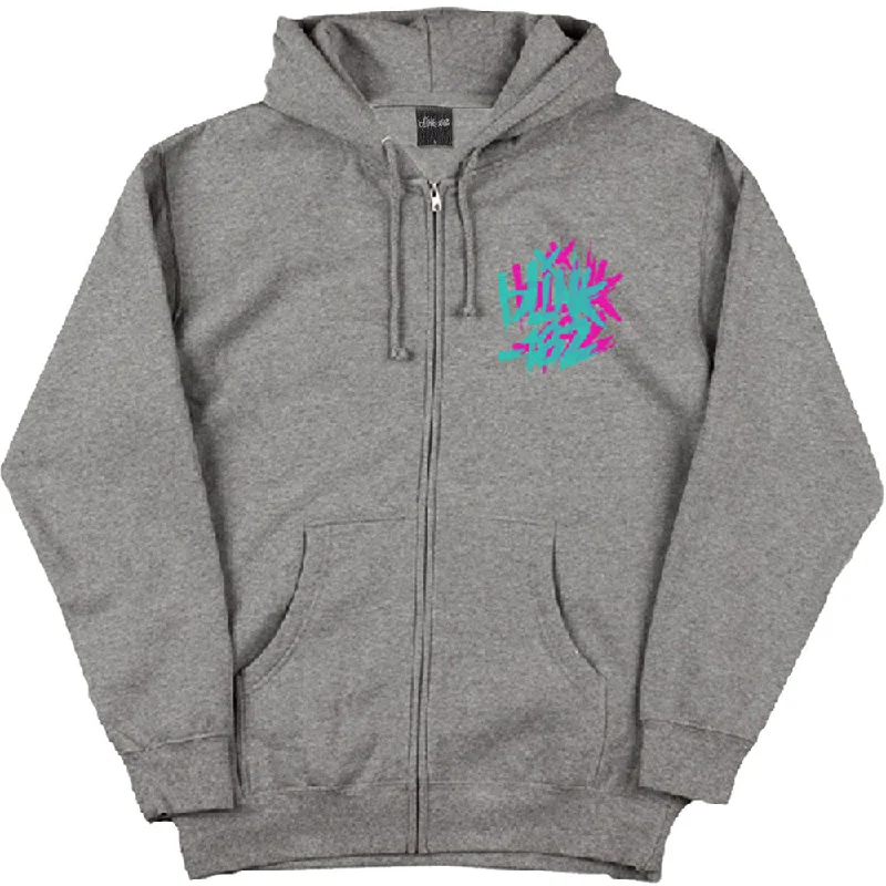 Blink-182 Unisex Zipped Hoodie: Double Six Arrow Smile (Back Print) Hoodie with Puffed Sleeves Voluminous Trendy