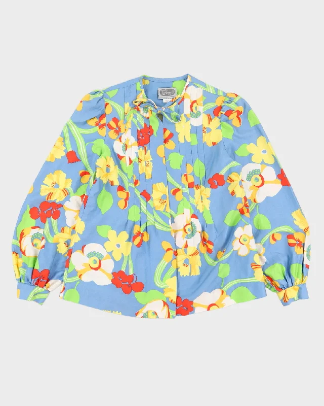 Blue Floral Open Style Jacket - M Corduroy Jacket Velvet Jacket Brocade Jacket