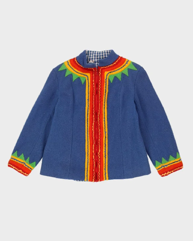 Blue Wool A-Lined Jacket - XS Rayon Fabric Velvet Fabric Corduroy Fabric