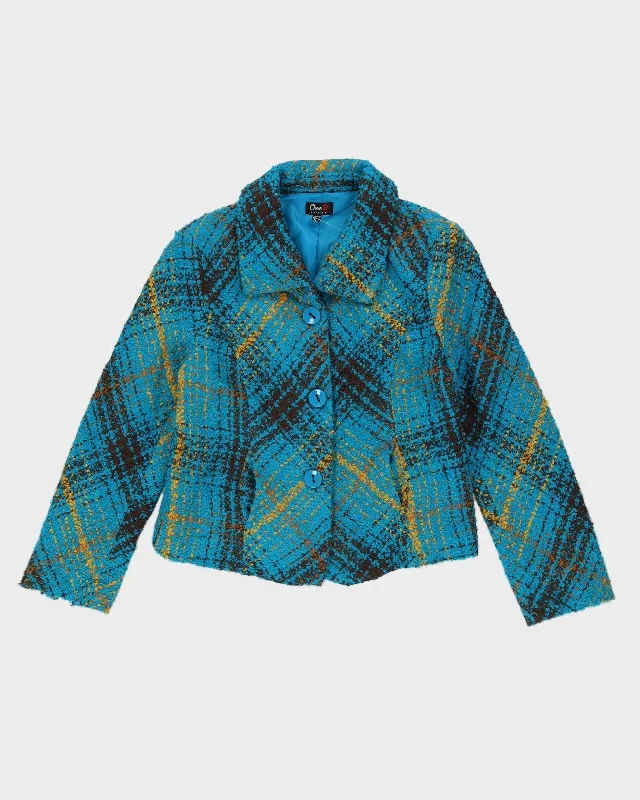 Blue Woven Blazer Jacket - M Appliqued Jacket Beaded Jacket Sequined Jacket