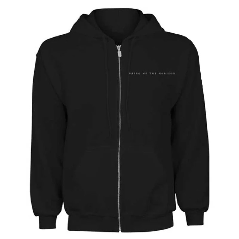 Bring Me The Horizon Ladies Zipped Hoodie: Flower of Life (Back Print) Hoodie with Elastic Cuffs Stretchable Comfortable
