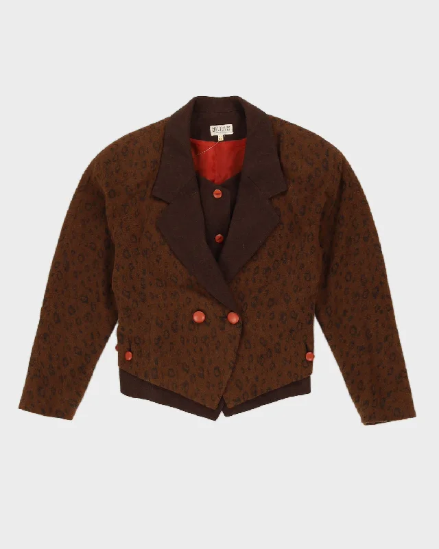 Brown Patterned Layered Blazer Jacket - S Oversized Jacket Tailored Jacket Straight Jacket Brown Patterned Layered Blazer Jacket - S Oversized Jacket Tailored Jacket Straight Jacket