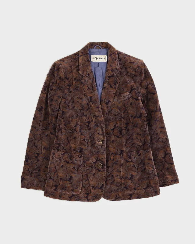 Brown Patterned Velvet Jacket - S Jacket Blazer Coat