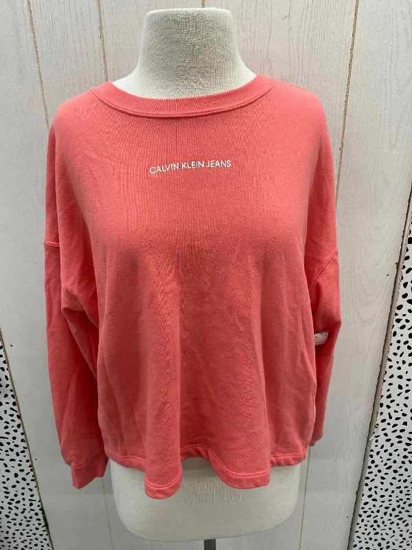 Calvin Klein Coral Womens Size L Sweatshirt Hoodie Jacket Zipper Layering