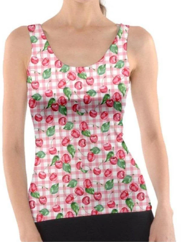CHERRY GINGHAM Tank Top charcoal tank top