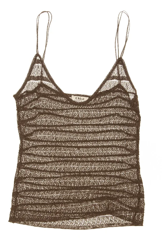 Chloe - Spaghetti Strap Brown Tank Top - bold tank top
