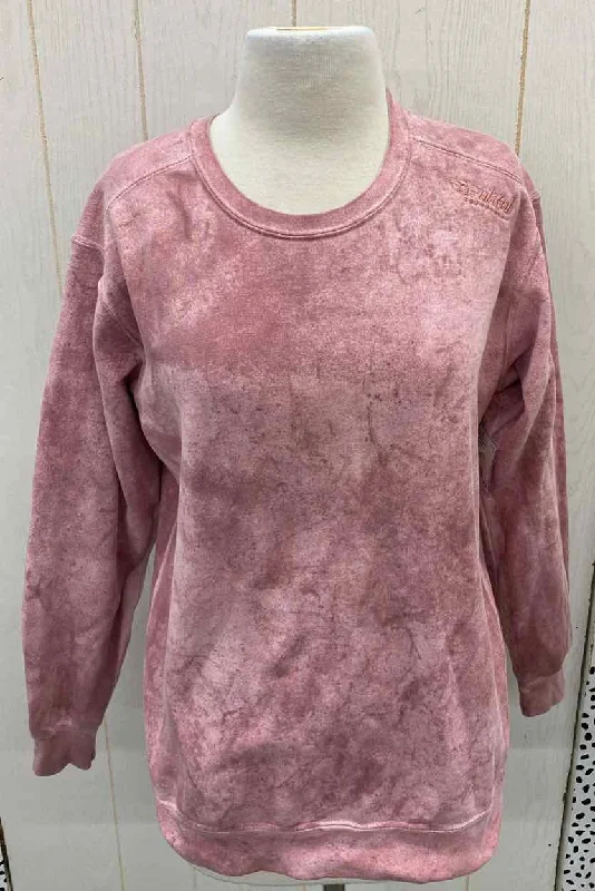 Comfort Colors Pink Womens Size Small Sweatshirt Hoodie with Metallic Shiny Futuristic