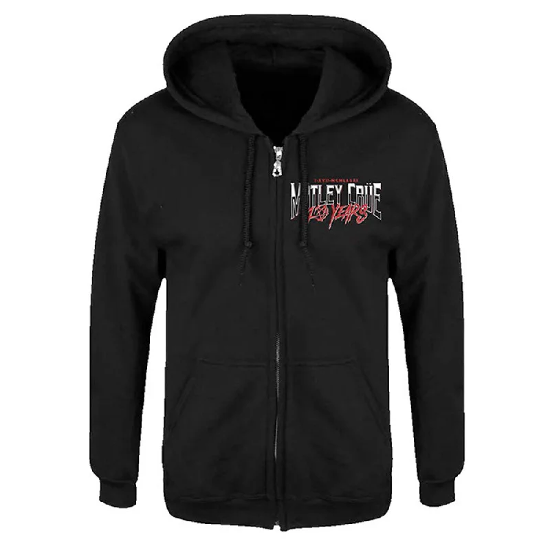 Motley Crue Unisex Zipped Hoodie: 40 Years (Back Print) Hoodie with Button Classic Timeless