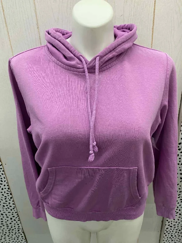 Divided Purple Womens Size L Sweatshirt Hoodie with Double Zipper Versatile Adjustable