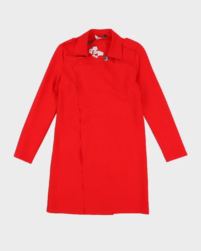 Dolce & Gabbana Red Koi Karp Embroidered Red jacket - S Oversized Jacket Tailored Jacket Straight Jacket