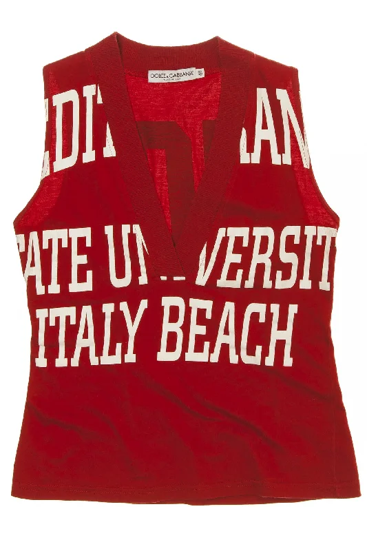 Dolce & Gabbana - Red Graphic V Neck Tank Top - IT 40 soft pink tank