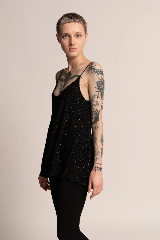 Evening Sparkly Black Tank Top open back tank