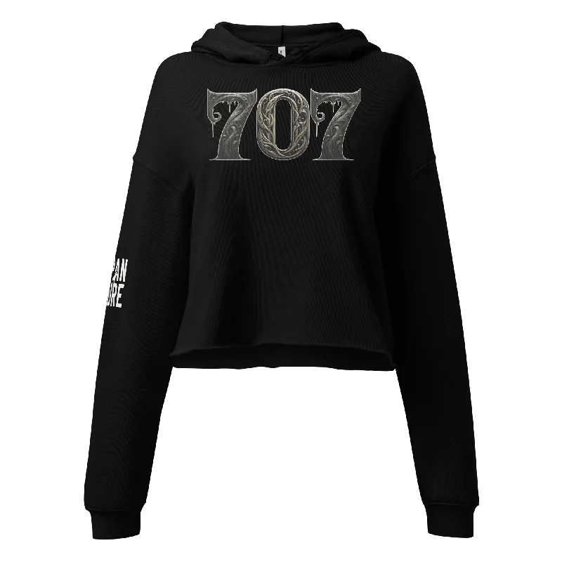 Deadpan Couture Women's Cropped "707 Fairfield" Skull Hoodie Hoodie with Mock Neck Collared Structured