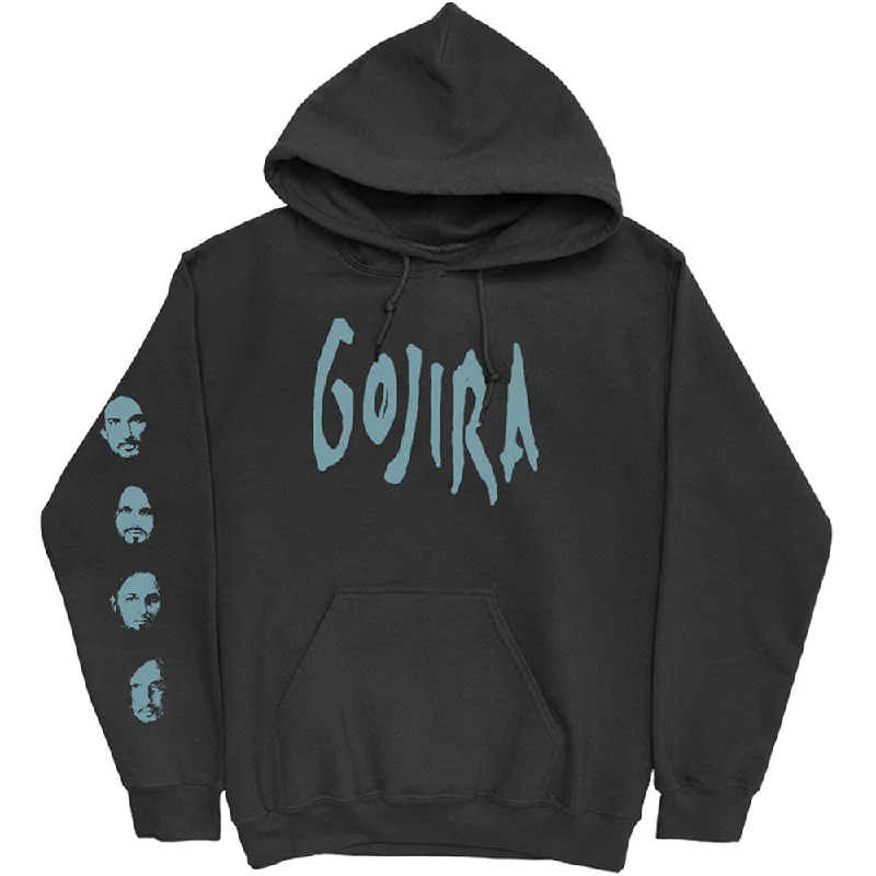 Gojira | Official Band Hoodie | Fortitude Faces (Back & Arm Print) Hoodie with Typography Text Message
