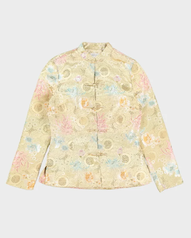 Gold Brocade Cheongsam Jacket - S Striped Jacket Polka Dot Jacket Floral Jacket