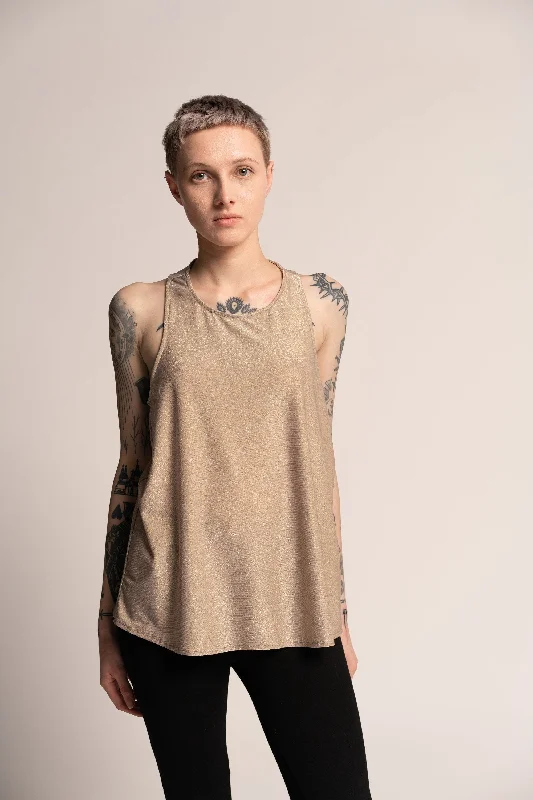 Open Back Sparkly Cream Tank Top essential tank top