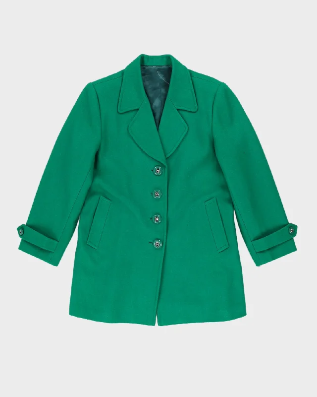 Green Wool Blazer Jacket - S Fleece Fabric Down Fabric Feather Fabric