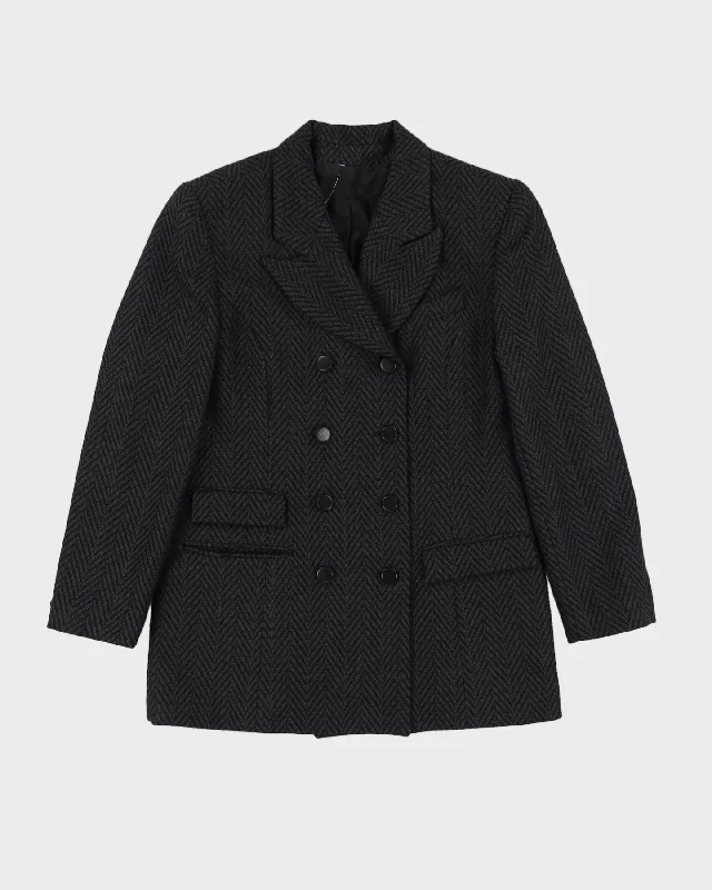 Grey Chevron Pattered Blazer Jacket - S Jacket Blazer Coat
