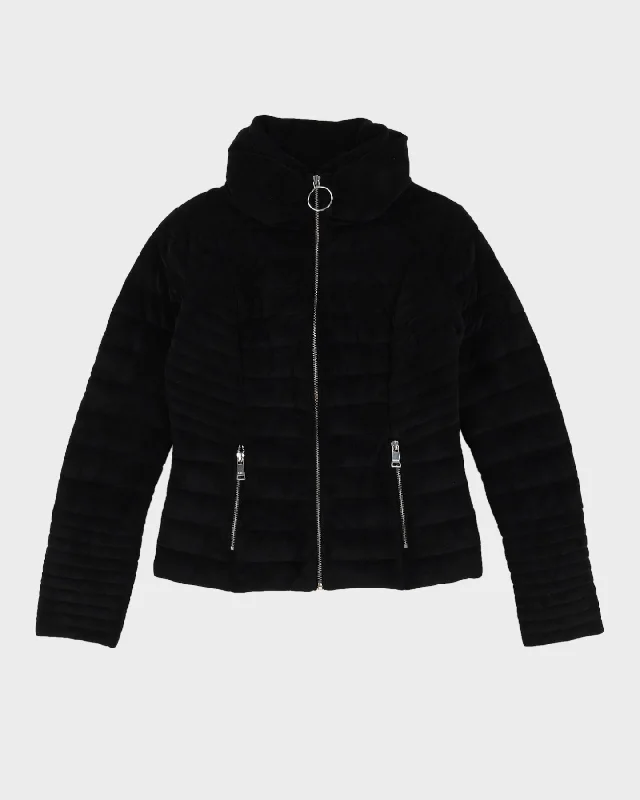 Guess Black Velvet Padded Jacket - XXS Fleece Jacket Down Jacket Parka