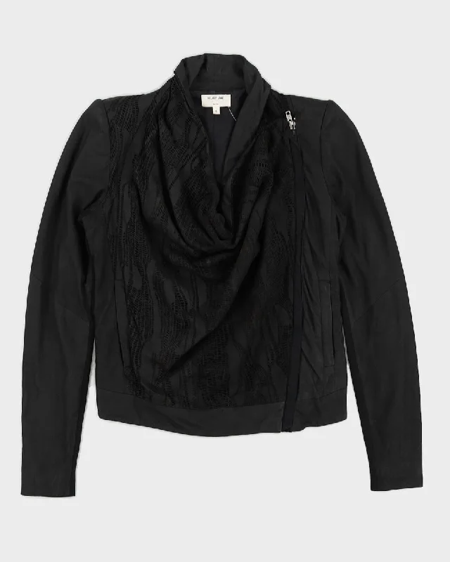 Helmut Lang Black Leather Jacket - S Toggled Jacket Drawstring Jacket Belted Jacket