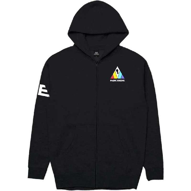 Imagine Dragons Unisex Zipped Hoodie: Triangle (Back Print) Hoodie with Cropped Fit Short Trendy