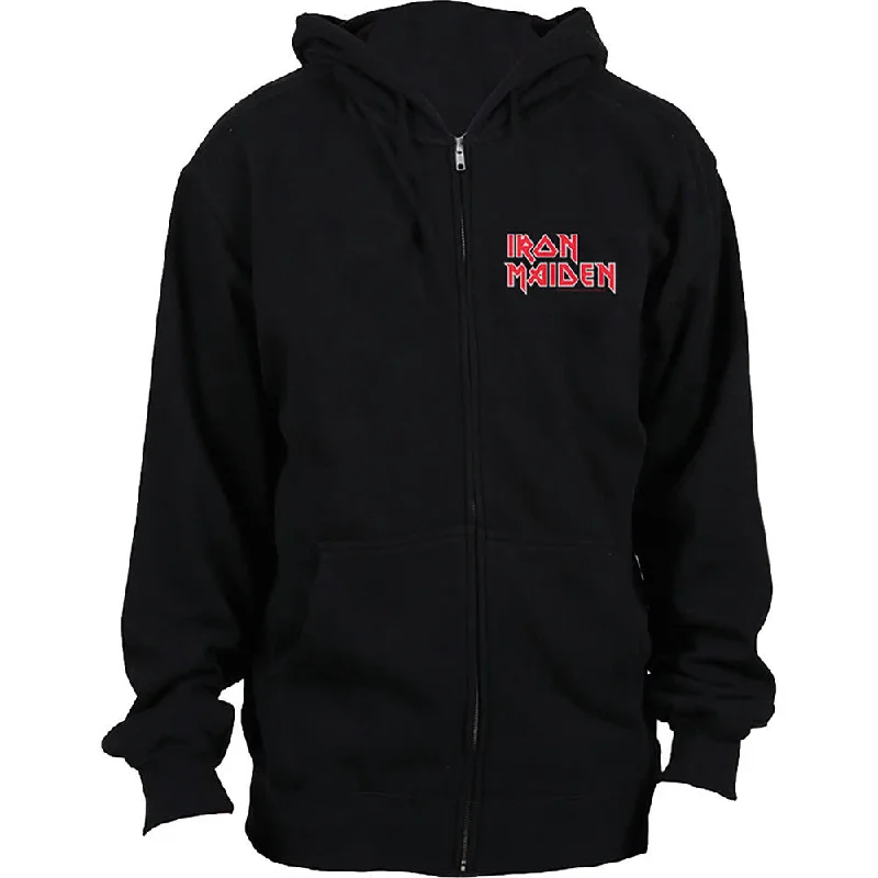 Iron Maiden Unisex Zipped Hoodie: No Prayer (Back Print) Hoodie with Hem Raw Edge Edgy Unfinished Iron Maiden Unisex Zipped Hoodie: No Prayer (Back Print) Hoodie with Hem Raw Edge Edgy Unfinished