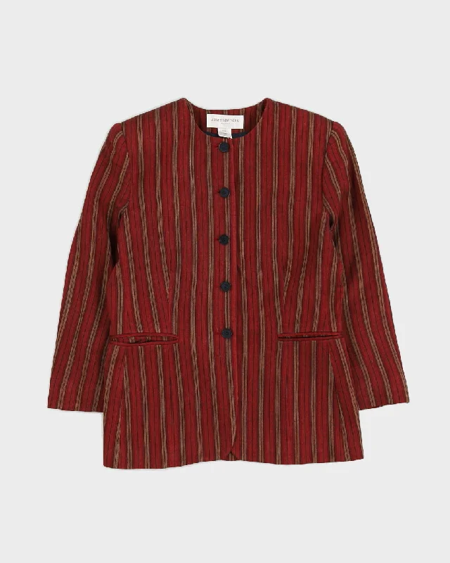 Jones New York Red Striped Jacket - M Bomber Jacket Anorak Windbreaker