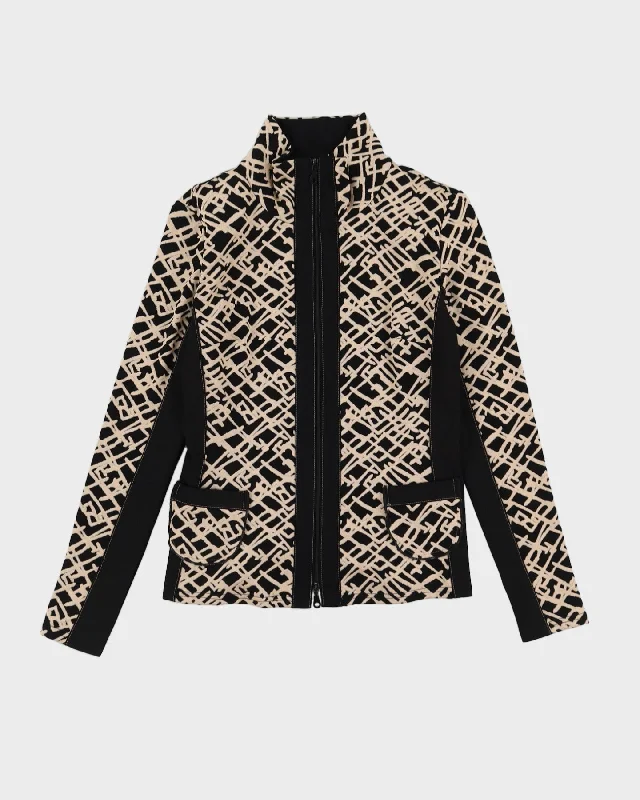 Joseph Ribkoff Black Patterned Jacket - S Cotton Fabric Linen Fabric Terry Fabric