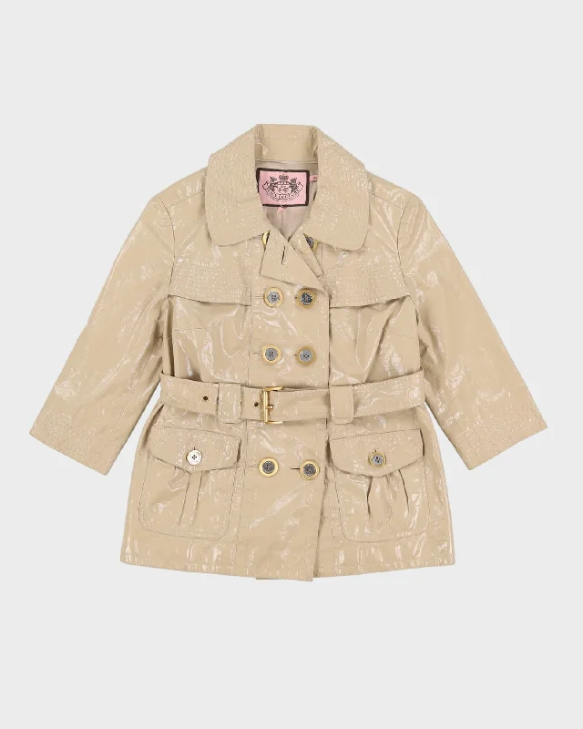 Juicy Couture Beige Wax Mac Jacket - S Denim Jacket Leather Jacket Suede Jacket