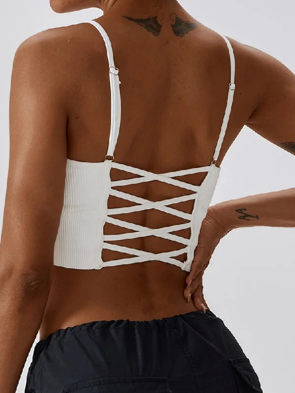 Lace-Up Cropped Tank Top scoop neck tank