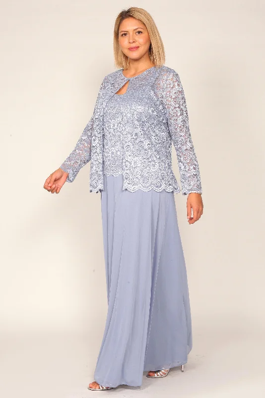 Marina Long Mother of the Bride Jacket Dress Front Pockets Side Pockets Patch Pockets