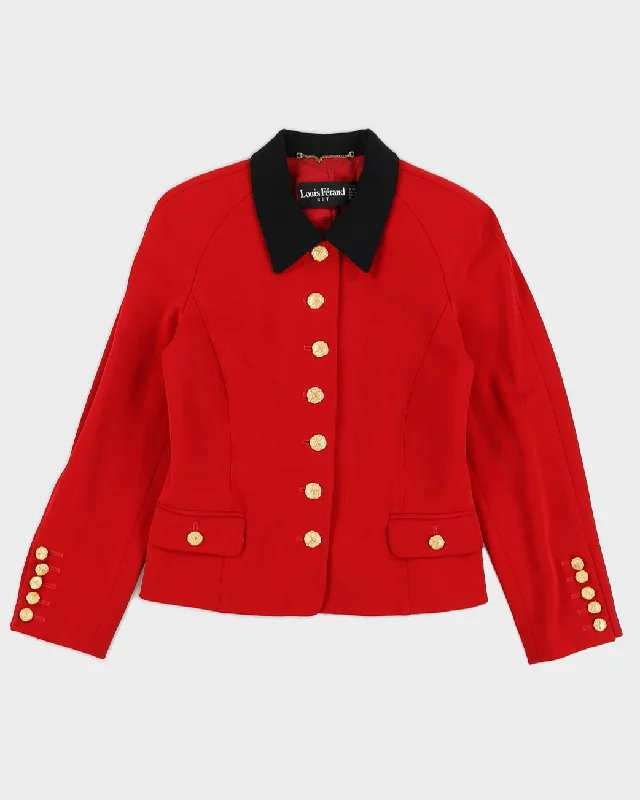 Louis Feraud Red Blazer Jacket - S Front Pockets Side Pockets Patch Pockets
