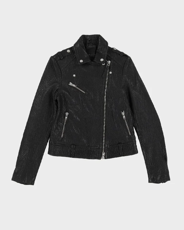 Mackage For Aritzia Black Leather Biker Jacket - XS / S Welt Pockets Slit Pockets Flap Pockets