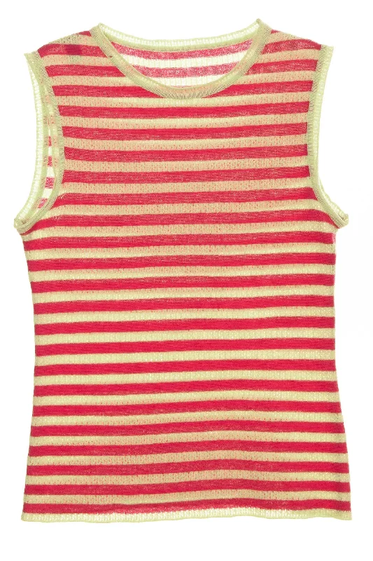 Marc Jacobs - Pink and Green Lined Tank Top - lemon yellow tank