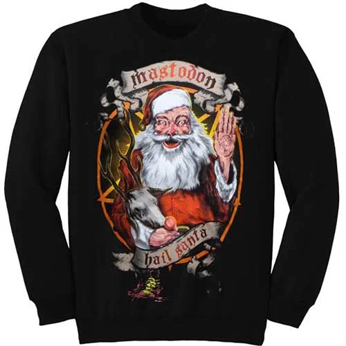 Mastodon Unisex Sweatshirt: Hail Santa Holiday Hoodie with Pocket Utility Practical