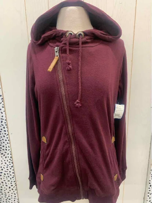 Maurices Burgundy Womens Size Small Sweatshirt Hoodie with Lace Feminine Delicate