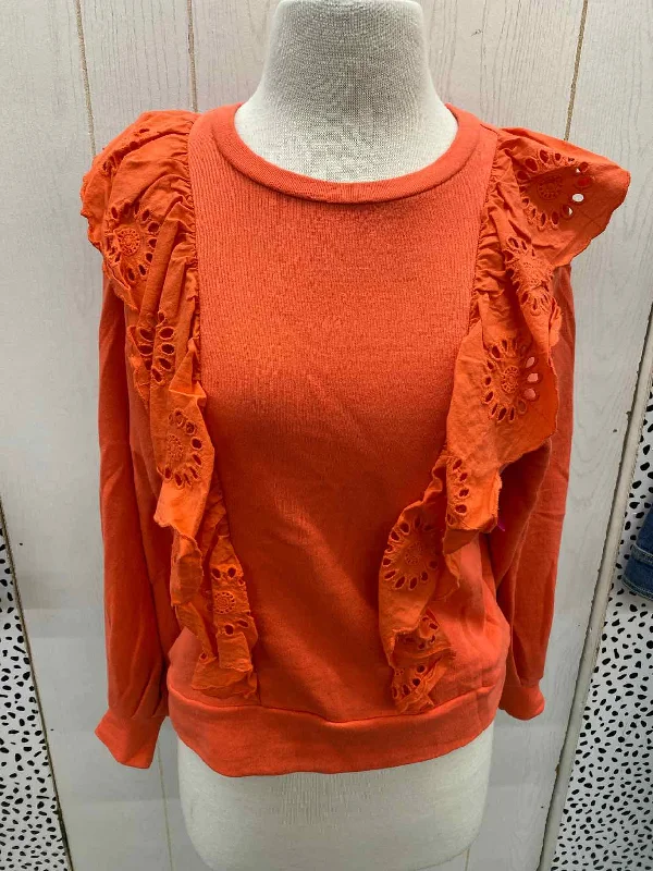 Melrose & Market Coral Womens Size XS/P Sweatshirt Hoodie with Hem Contrast Bold Stylish