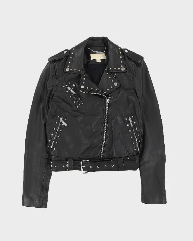 Michael Kors Black Biker Leather Jacket - S Fitted Jacket Loose Jacket Oversized Jacket Michael Kors Black Biker Leather Jacket - S Fitted Jacket Loose Jacket Oversized Jacket