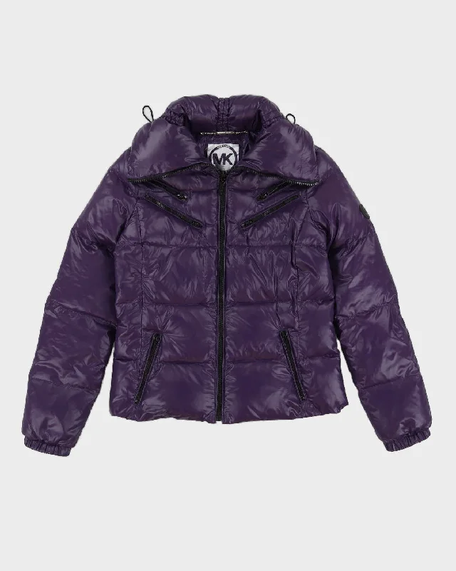 Michael Kors Purple Puffer Jacket - S Ribbed Jacket Pleated Jacket Ruffled Jacket